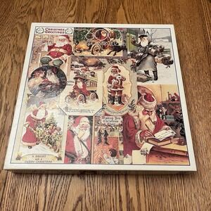 Christmas Greetings 600 Pc Jigsaw Puzzle F. X. Schmid Vintage Santa's Complete